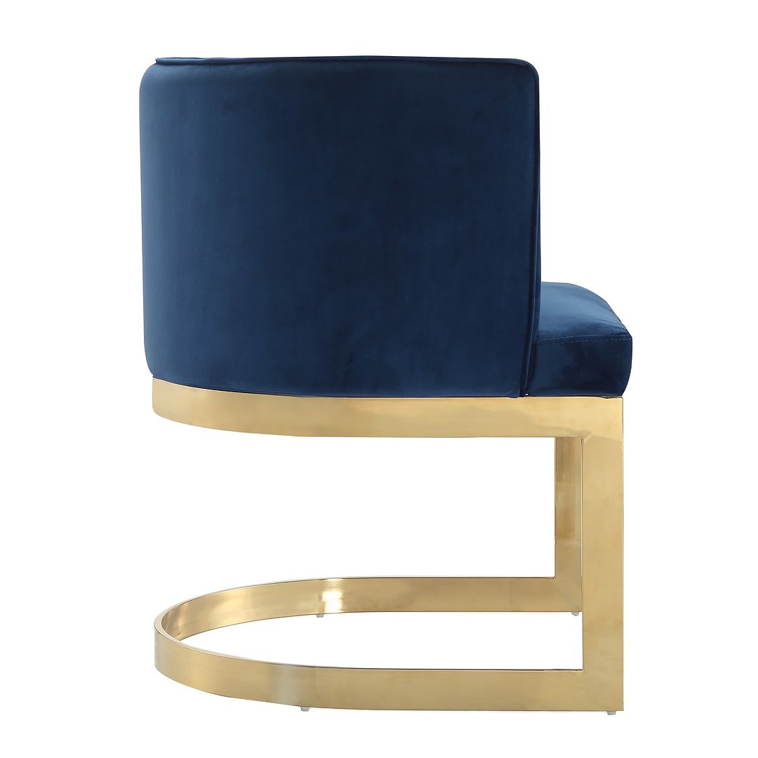 Manhattan Comfort Aura Royal Blue & Polished Brass Velvet Dining Chair