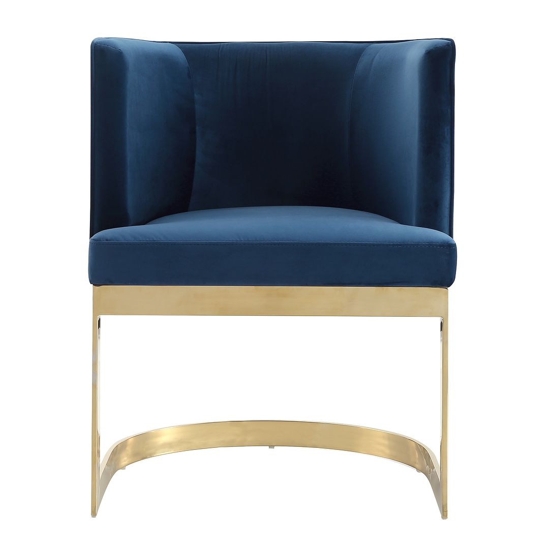 Manhattan Comfort Aura Royal Blue & Polished Brass Velvet Dining Chair