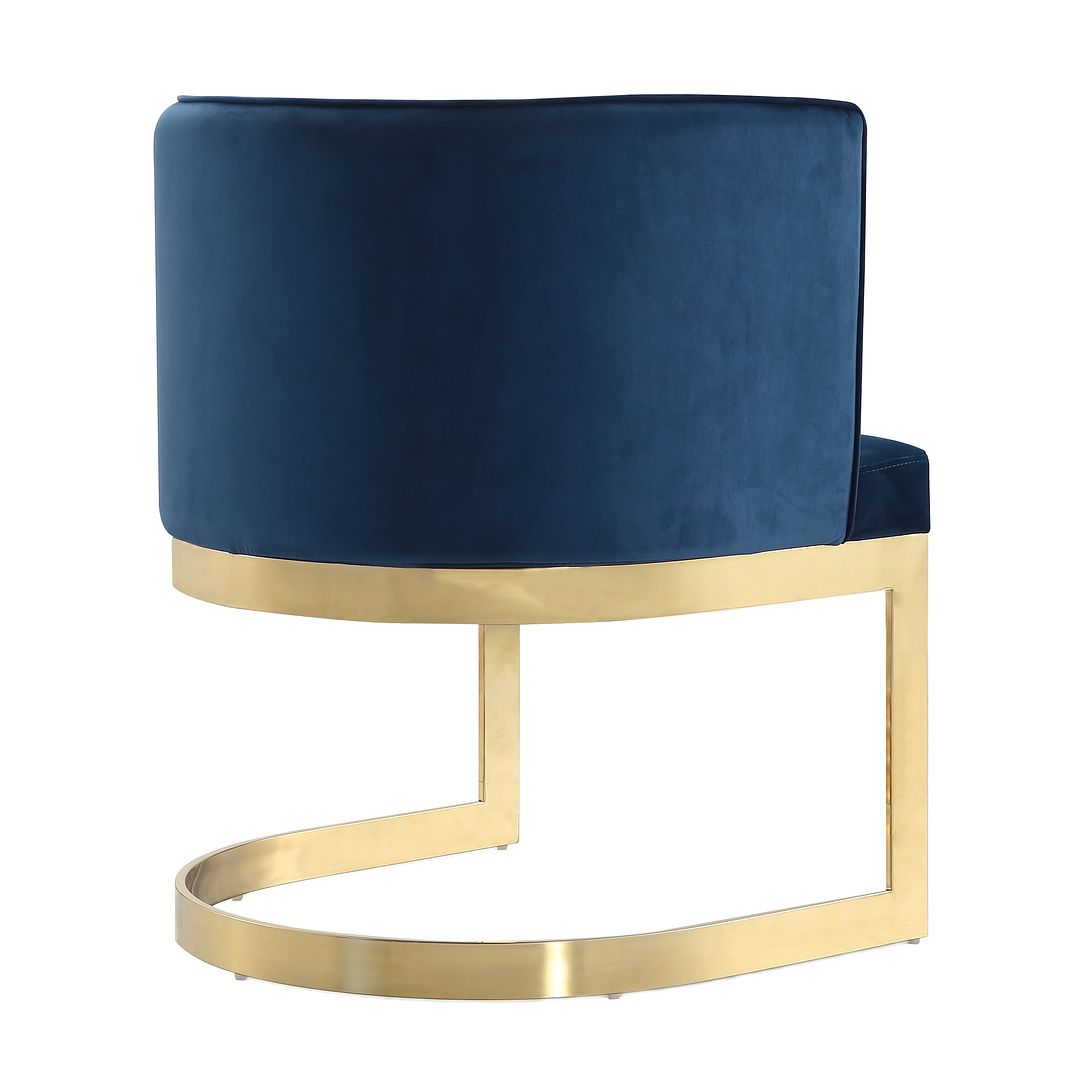 Manhattan Comfort Aura Royal Blue & Polished Brass Velvet Dining Chair
