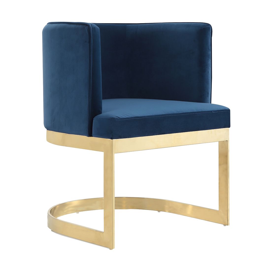 Manhattan Comfort Aura Royal Blue & Polished Brass Velvet Dining Chair