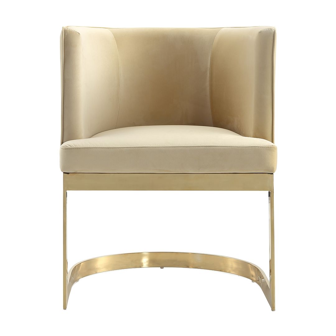 Manhattan Comfort Aura Sand & Polished Brass Velvet Dining Chair