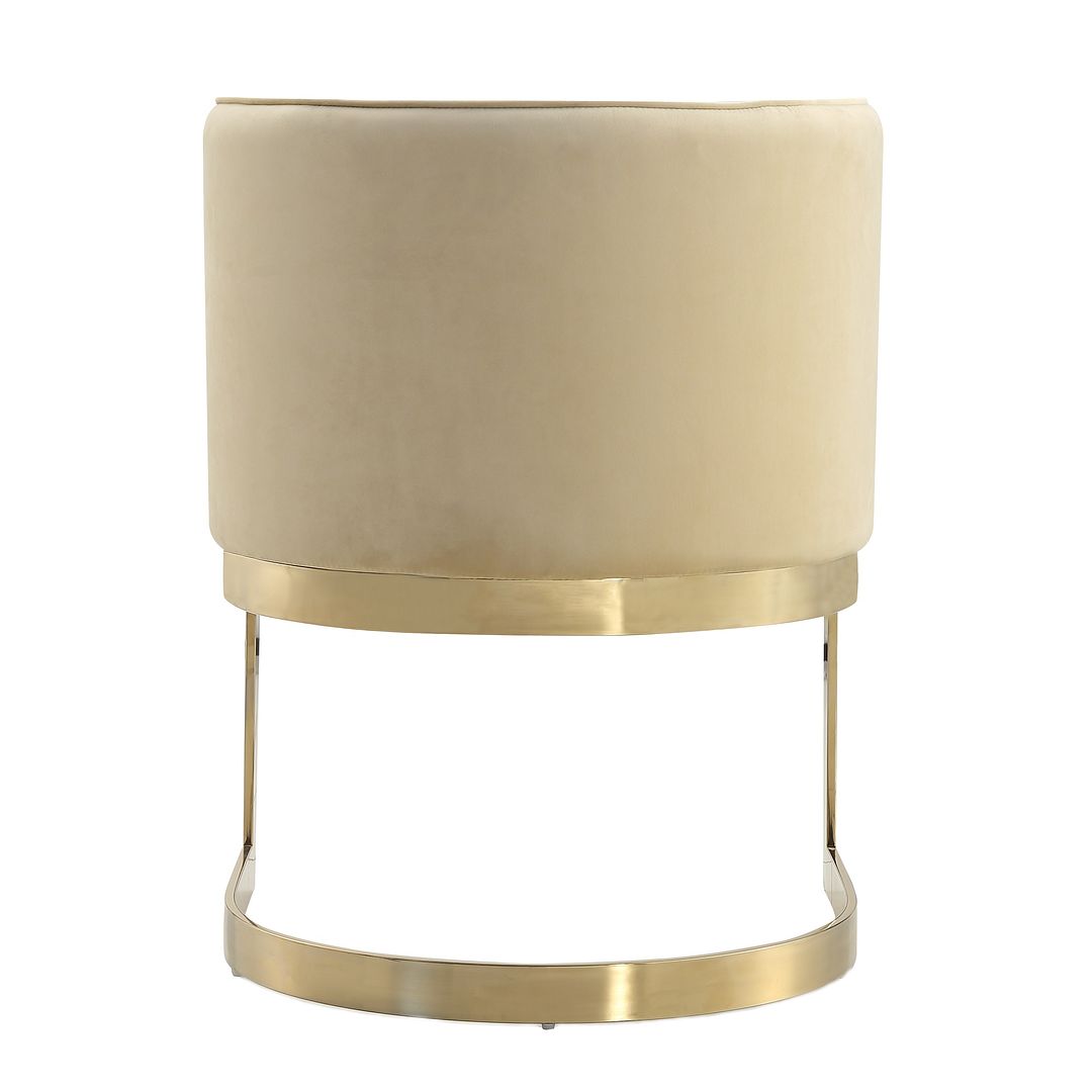 Manhattan Comfort Aura Sand & Polished Brass Velvet Dining Chair