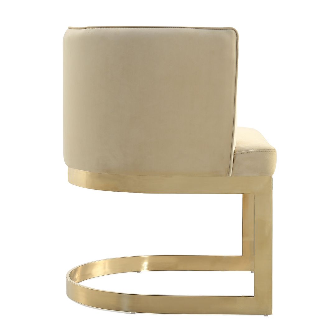Manhattan Comfort Aura Sand & Polished Brass Velvet Dining Chair
