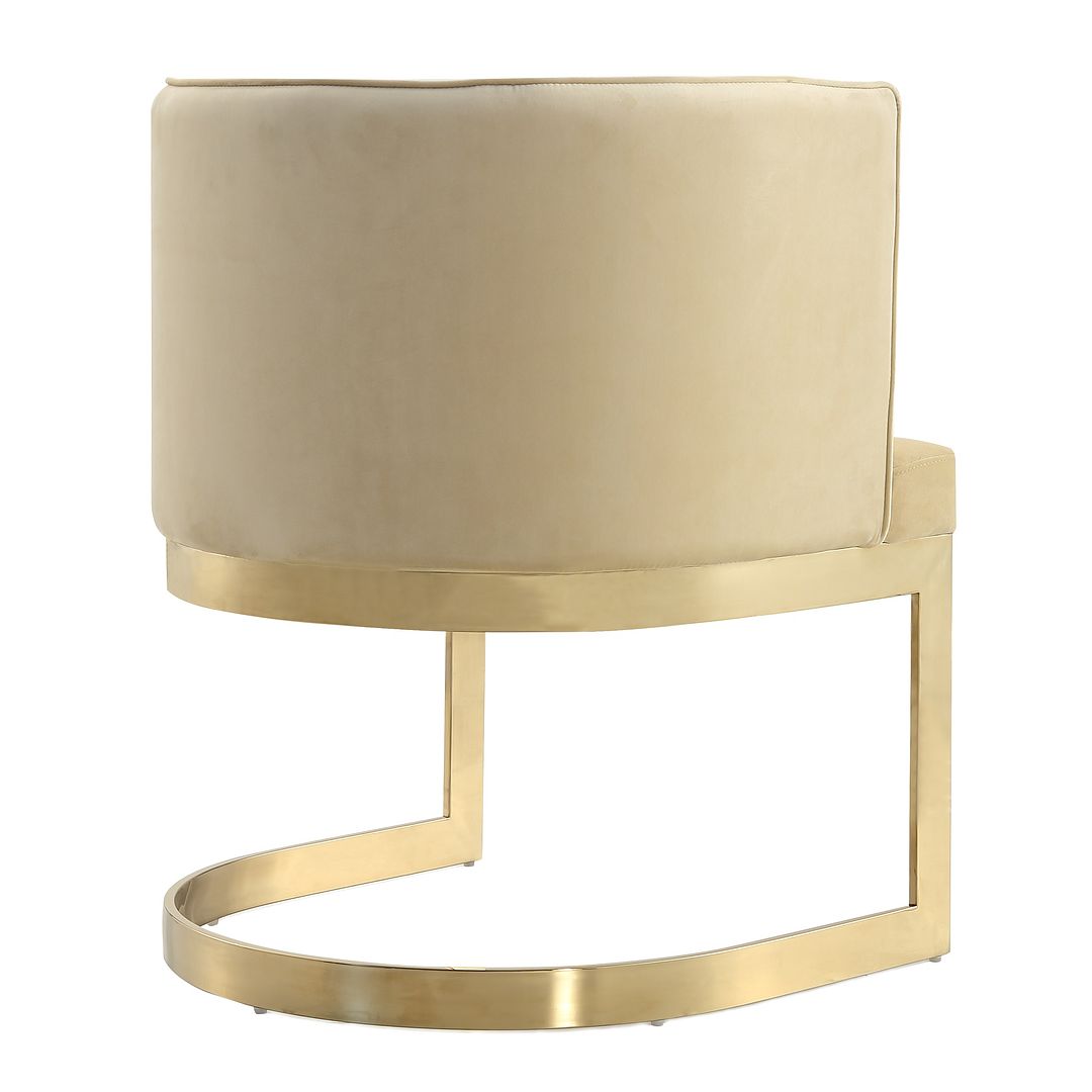 Manhattan Comfort Aura Sand & Polished Brass Velvet Dining Chair