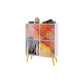 Manhattan Comfort Avesta 45" High Double Cabinet With Funky Colorful Design & Solid Wood Legs