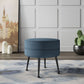 Manhattan Comfort Bailey Mid-Century Modern Woven Polyester Blend Upholstered Ottoman In Blue With Black Feet