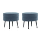 Manhattan Comfort Bailey Mid-Century Modern Woven Polyester Blend Upholstered Ottoman In Blue With Black Feet - Set Of 2
