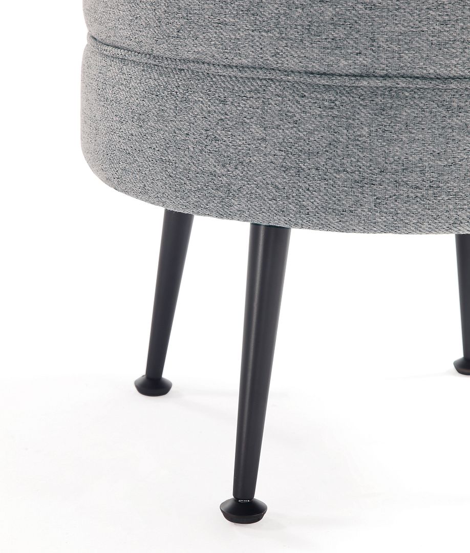 Manhattan Comfort Bailey Mid-Century Modern Woven Polyester Blend Upholstered Ottoman In Grey With Black Feet
