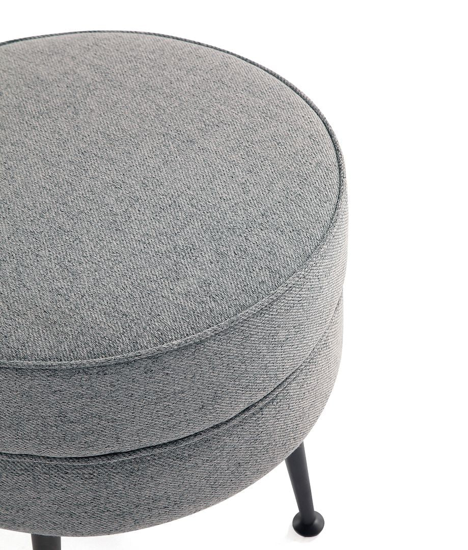 Manhattan Comfort Bailey Mid-Century Modern Woven Polyester Blend Upholstered Ottoman In Grey With Black Feet