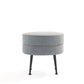 Manhattan Comfort Bailey Mid-Century Modern Woven Polyester Blend Upholstered Ottoman In Grey With Black Feet