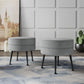 Manhattan Comfort Bailey Mid-Century Modern Woven Polyester Blend Upholstered Ottoman In Grey With Black Feet -Set Of 2