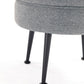 Manhattan Comfort Bailey Mid-Century Modern Woven Polyester Blend Upholstered Ottoman In Grey With Black Feet -Set Of 2