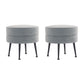 Manhattan Comfort Bailey Mid-Century Modern Woven Polyester Blend Upholstered Ottoman In Grey With Black Feet -Set Of 2
