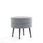 Manhattan Comfort Bailey Mid-Century Modern Woven Polyester Blend Upholstered Ottoman In Grey With Black Feet