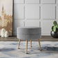 Manhattan Comfort Bailey Mid-Century Modern Woven Polyester Blend Upholstered Ottoman In Grey With Gold Feet