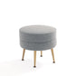 Manhattan Comfort Bailey Mid-Century Modern Woven Polyester Blend Upholstered Ottoman In Grey With Gold Feet