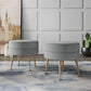 Manhattan Comfort Bailey Mid-Century Modern Woven Polyester Blend Upholstered Ottoman In Grey With Gold Feet - Set Of 2