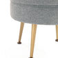 Manhattan Comfort Bailey Mid-Century Modern Woven Polyester Blend Upholstered Ottoman In Grey With Gold Feet - Set Of 2