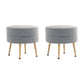 Manhattan Comfort Bailey Mid-Century Modern Woven Polyester Blend Upholstered Ottoman In Grey With Gold Feet - Set Of 2