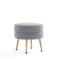 Manhattan Comfort Bailey Mid-Century Modern Woven Polyester Blend Upholstered Ottoman In Grey With Gold Feet