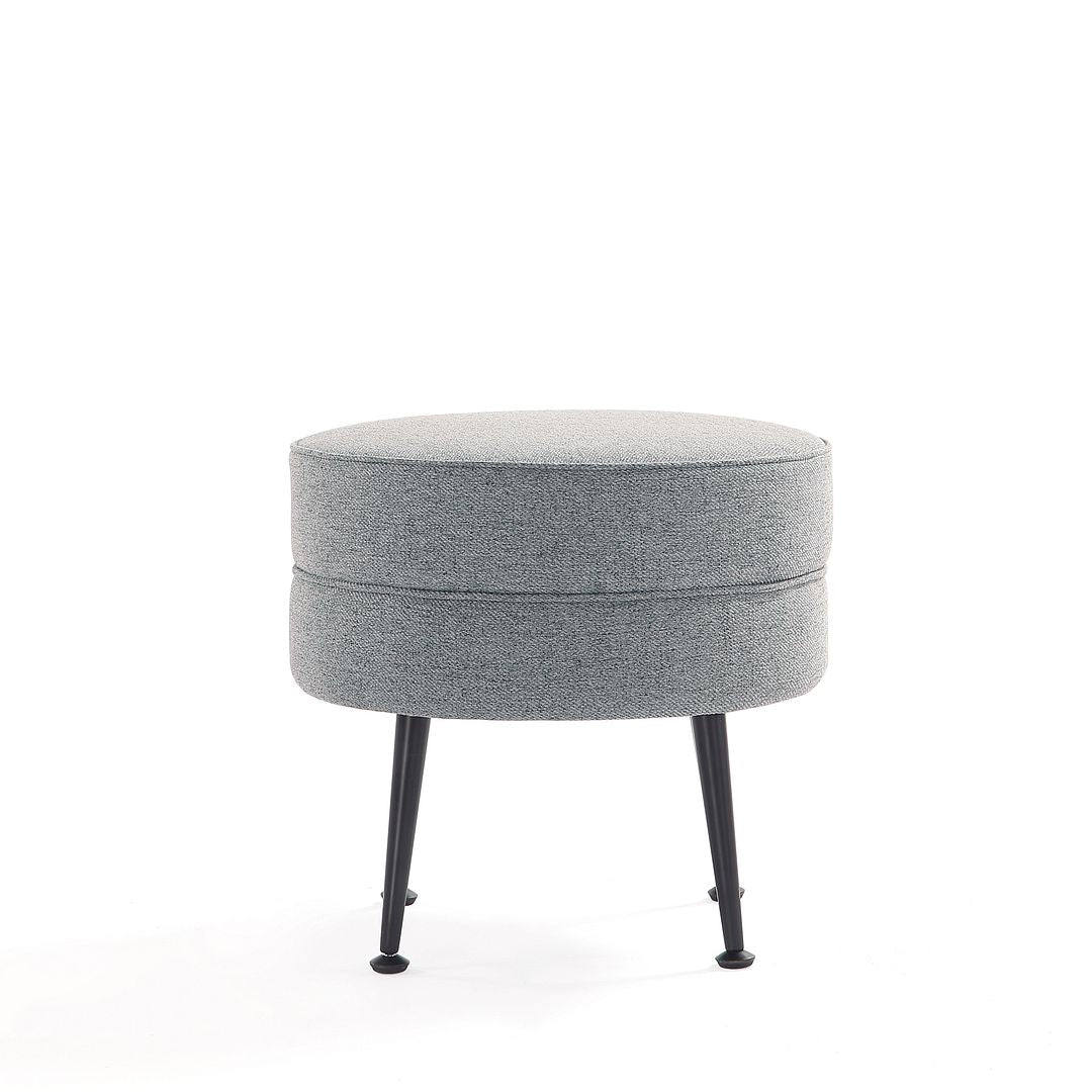 Manhattan Comfort Bailey Mid-Century Modern Woven Polyester Blend Upholstered Ottoman In Multicolor With Black Feet - Set Of 4
