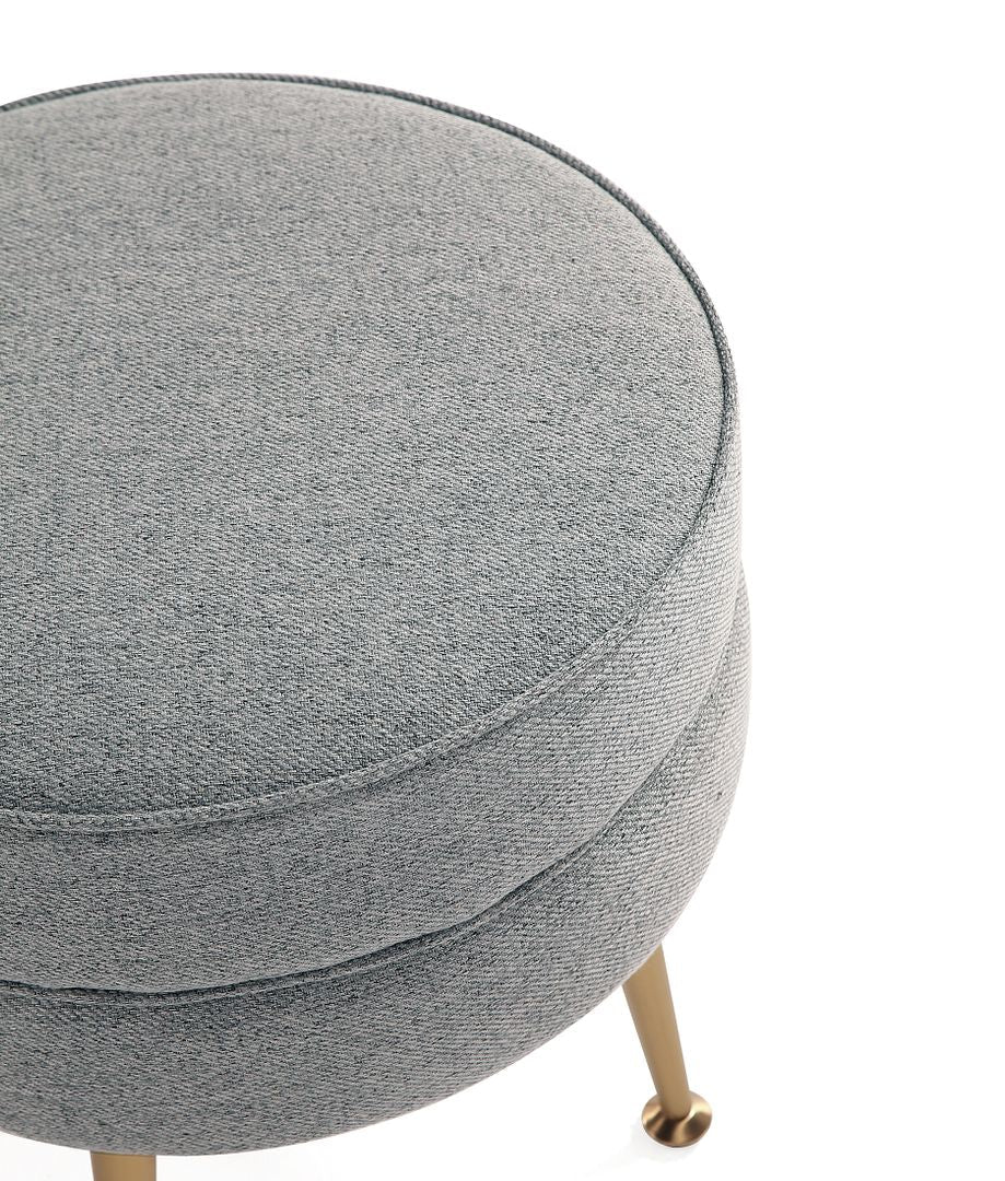 Manhattan Comfort Bailey Mid-Century Modern Woven Polyester Blend Upholstered Ottoman In Multicolor With Gold Feet - Set Of 4