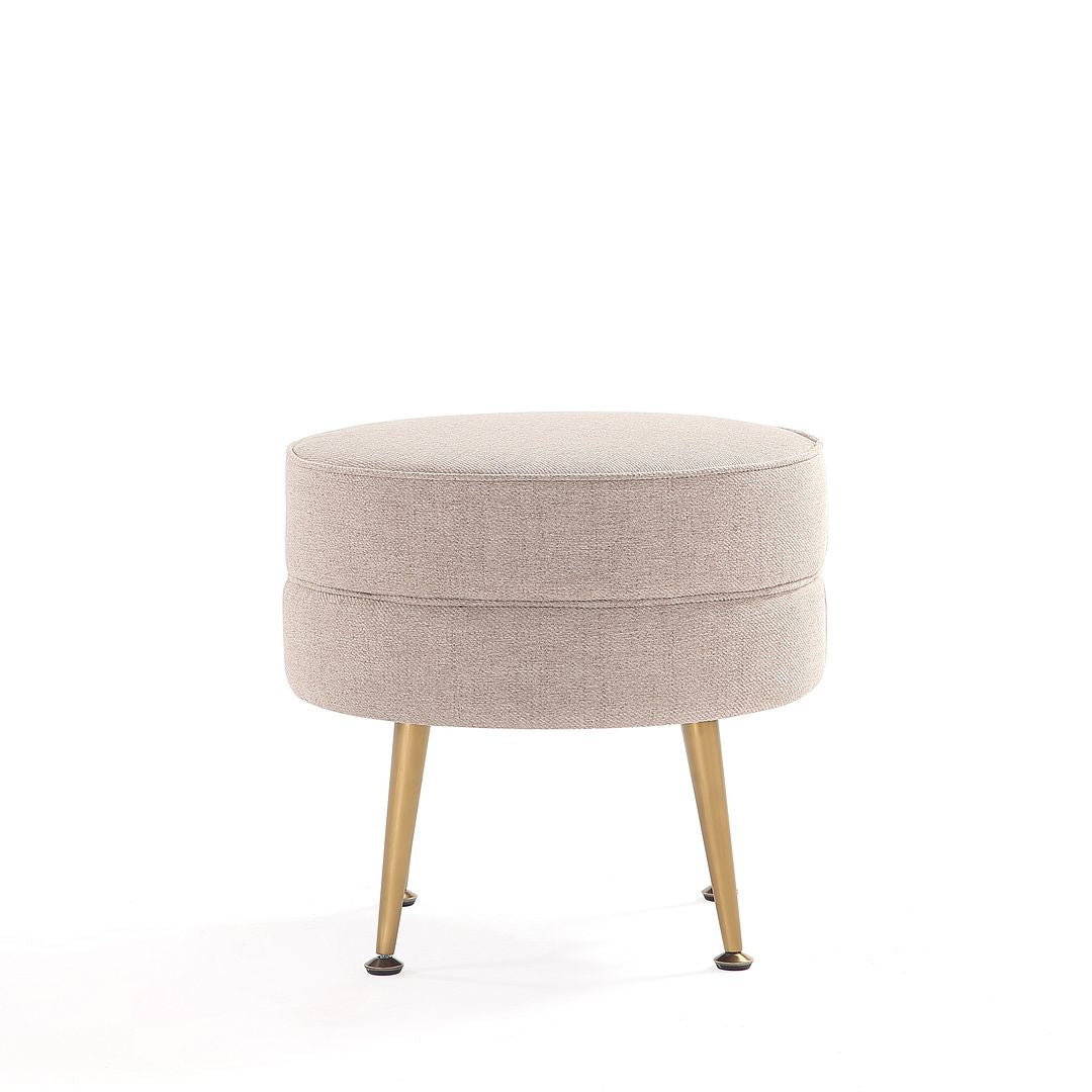Manhattan Comfort Bailey Mid-Century Modern Woven Polyester Blend Upholstered Ottoman In Multicolor With Gold Feet - Set Of 4