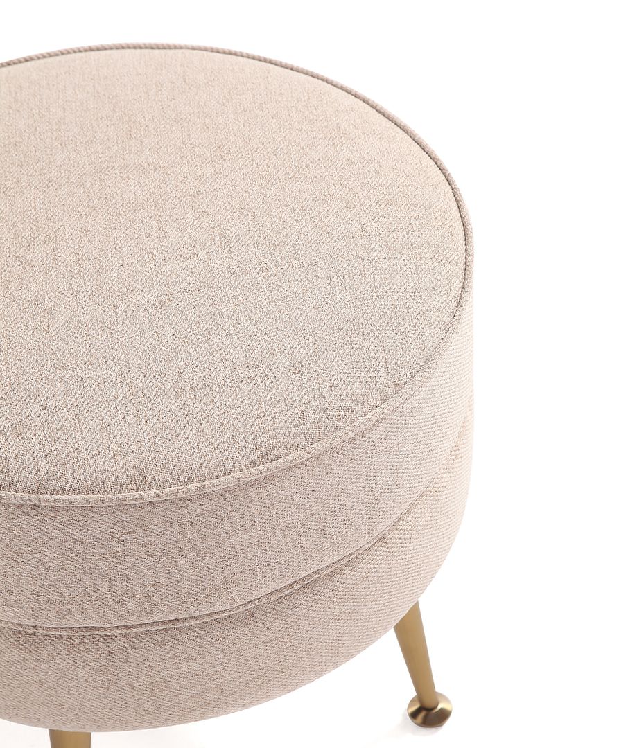 Manhattan Comfort Bailey Mid-Century Modern Woven Polyester Blend Upholstered Ottoman In Multicolor With Gold Feet - Set Of 4