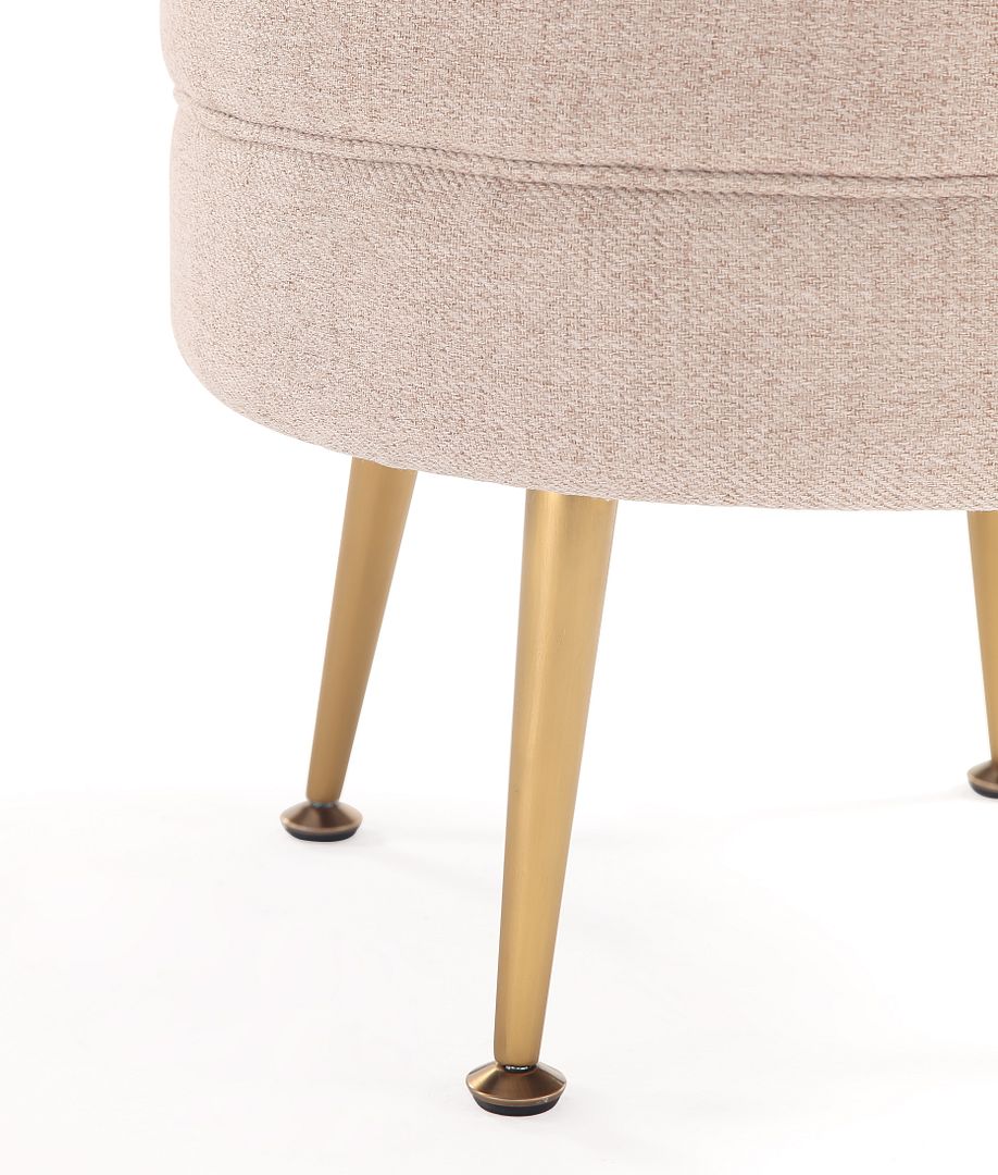 Manhattan Comfort Bailey Mid-Century Modern Woven Polyester Blend Upholstered Ottoman In Multicolor With Gold Feet - Set Of 4