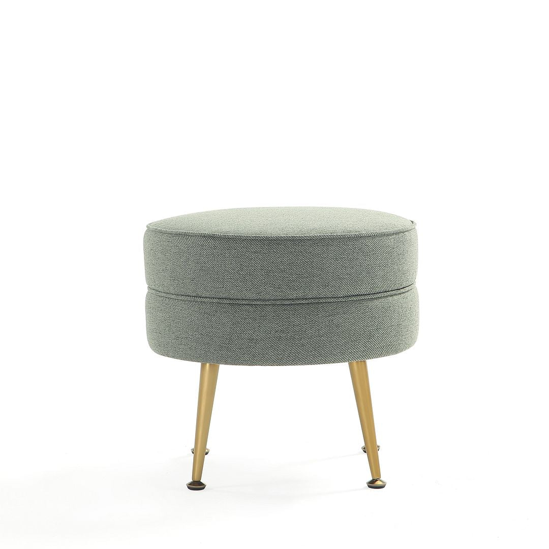 Manhattan Comfort Bailey Mid-Century Modern Woven Polyester Blend Upholstered Ottoman In Multicolor With Gold Feet - Set Of 4