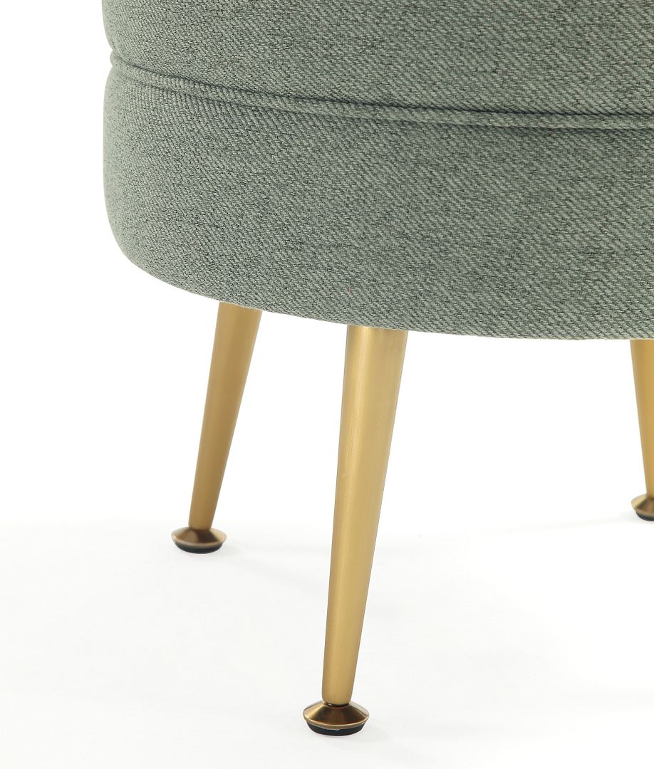 Manhattan Comfort Bailey Mid-Century Modern Woven Polyester Blend Upholstered Ottoman In Multicolor With Gold Feet - Set Of 4