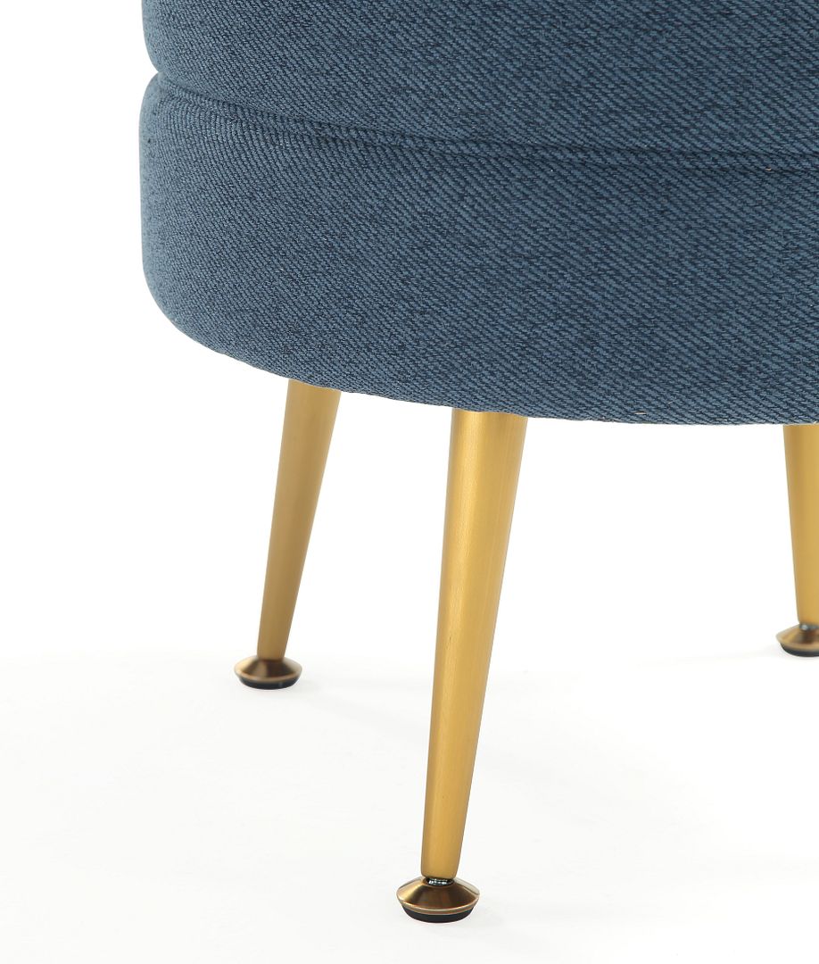 Manhattan Comfort Bailey Mid-Century Modern Woven Polyester Blend Upholstered Ottoman In Multicolor With Gold Feet - Set Of 4