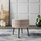 Manhattan Comfort Bailey Mid-Century Modern Woven Polyester Blend Upholstered Ottoman In Oatmeal With Black Feet