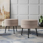Manhattan Comfort Bailey Mid-Century Modern Woven Polyester Blend Upholstered Ottoman In Oatmeal With Black Feet - Set Of 2