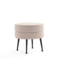 Manhattan Comfort Bailey Mid-Century Modern Woven Polyester Blend Upholstered Ottoman In Oatmeal With Black Feet - Set Of 2