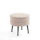 Manhattan Comfort Bailey Mid-Century Modern Woven Polyester Blend Upholstered Ottoman In Oatmeal With Black Feet - Set Of 2