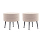 Manhattan Comfort Bailey Mid-Century Modern Woven Polyester Blend Upholstered Ottoman In Oatmeal With Black Feet - Set Of 2