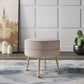Manhattan Comfort Bailey Mid-Century Modern Woven Polyester Blend Upholstered Ottoman In Oatmeal With Gold Feet