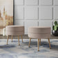 Manhattan Comfort Bailey Mid-Century Modern Woven Polyester Blend Upholstered Ottoman In Oatmeal With Gold Feet - Set Of 2