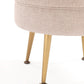 Manhattan Comfort Bailey Mid-Century Modern Woven Polyester Blend Upholstered Ottoman In Oatmeal With Gold Feet - Set Of 2