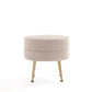 Manhattan Comfort Bailey Mid-Century Modern Woven Polyester Blend Upholstered Ottoman In Oatmeal With Gold Feet - Set Of 2