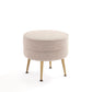 Manhattan Comfort Bailey Mid-Century Modern Woven Polyester Blend Upholstered Ottoman In Oatmeal With Gold Feet - Set Of 2