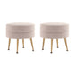 Manhattan Comfort Bailey Mid-Century Modern Woven Polyester Blend Upholstered Ottoman In Oatmeal With Gold Feet - Set Of 2
