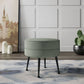 Manhattan Comfort Bailey Mid-Century Modern Woven Polyester Blend Upholstered Ottoman In Sage Green With Black Feet