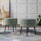 Manhattan Comfort Bailey Mid-Century Modern Woven Polyester Blend Upholstered Ottoman In Sage Green With Black Feet - Set Of 2