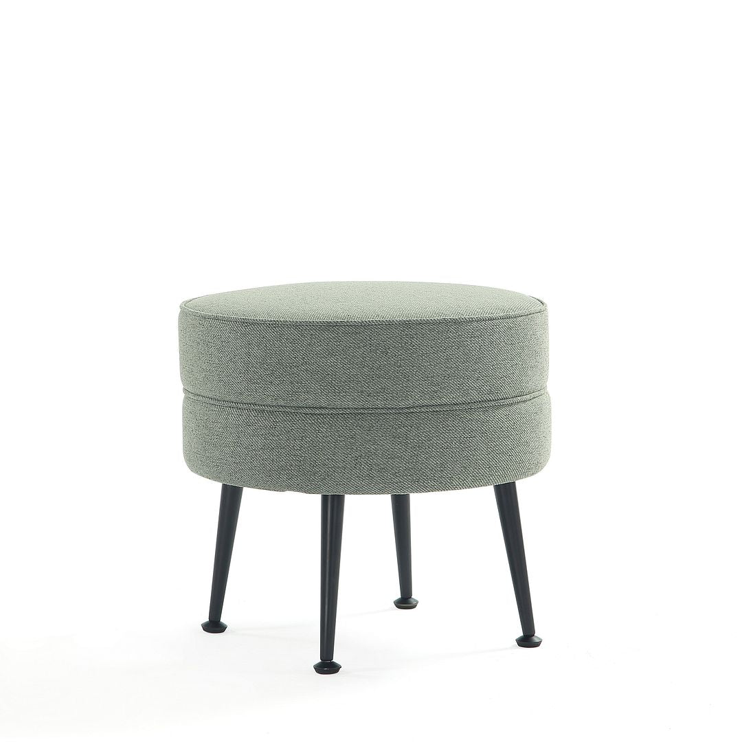 Manhattan Comfort Bailey Mid-Century Modern Woven Polyester Blend Upholstered Ottoman In Sage Green With Black Feet - Set Of 2