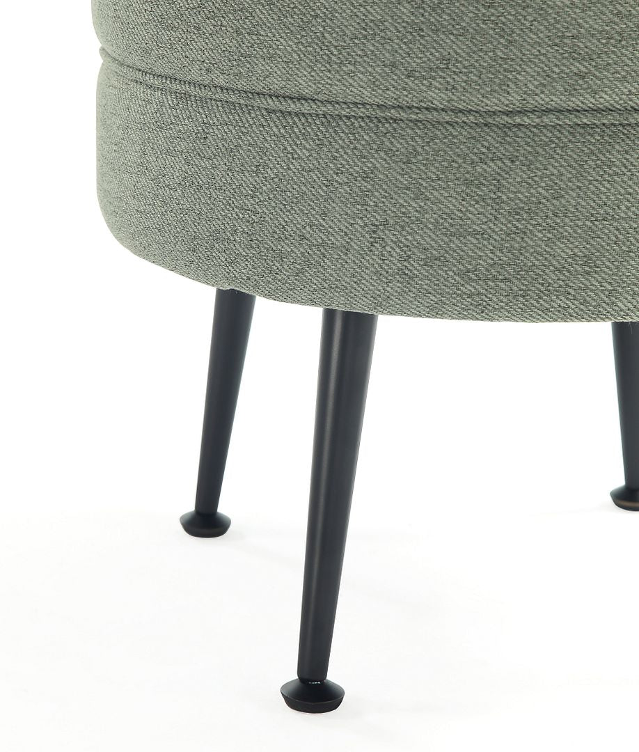 Manhattan Comfort Bailey Mid-Century Modern Woven Polyester Blend Upholstered Ottoman In Sage Green With Black Feet - Set Of 2