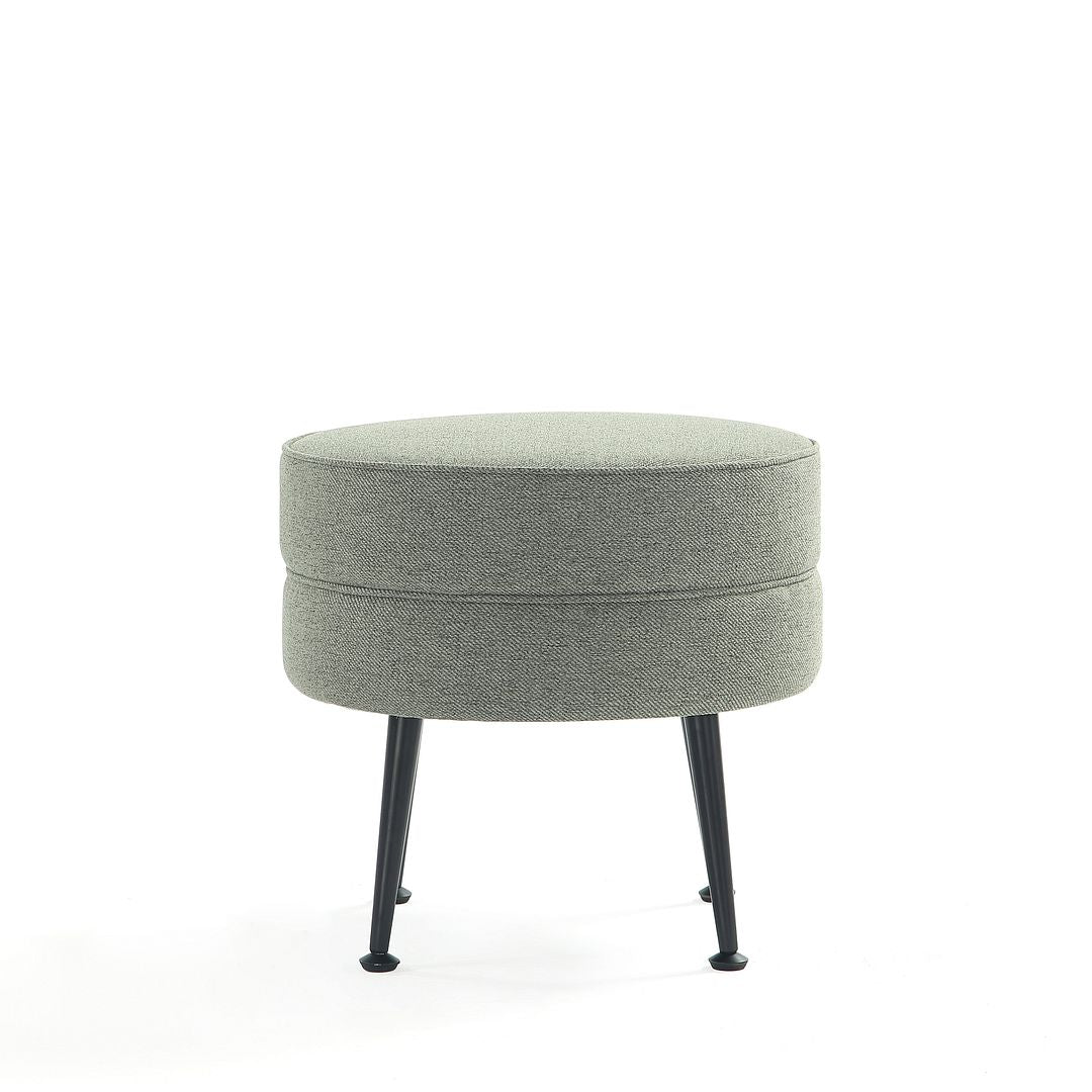 Manhattan Comfort Bailey Mid-Century Modern Woven Polyester Blend Upholstered Ottoman In Sage Green With Black Feet - Set Of 2