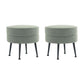 Manhattan Comfort Bailey Mid-Century Modern Woven Polyester Blend Upholstered Ottoman In Sage Green With Black Feet - Set Of 2