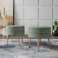 Manhattan Comfort Bailey Mid-Century Modern Woven Polyester Blend Upholstered Ottoman In Sage Green With Gold Feet - Set Of 2